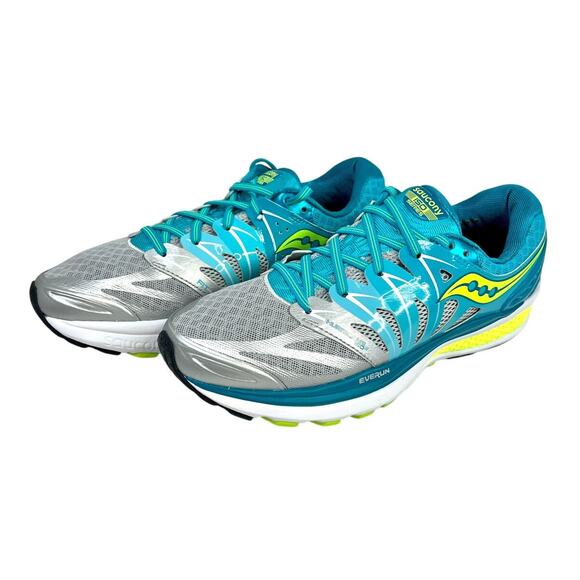 Saucony Size 10 Hurricane ISO 2 Womens Athletic Running Shoes BLUE/SILVER/CITRON - Picture 1 of 16